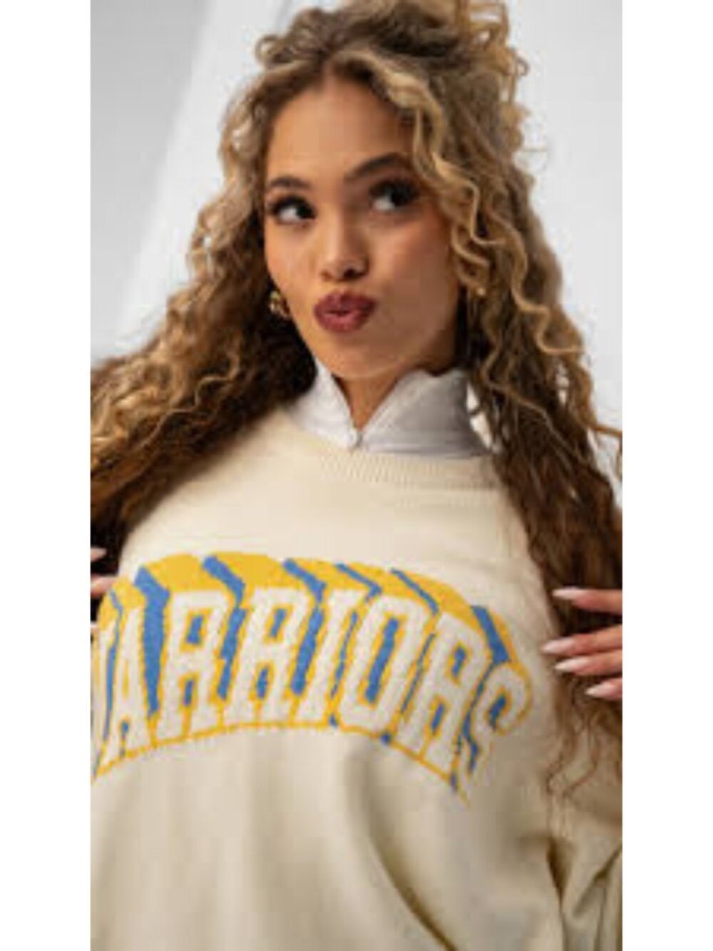 Golden State Warriors The Wild Collective Knit Sweater Cream Unisex - Size S